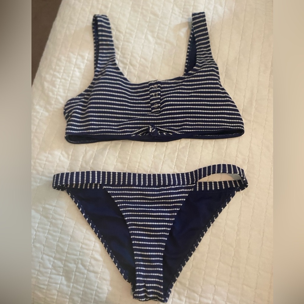 Navy and white bikini